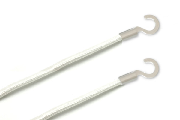 Gummischnüre mit Kabelschuhen, offen, weiss