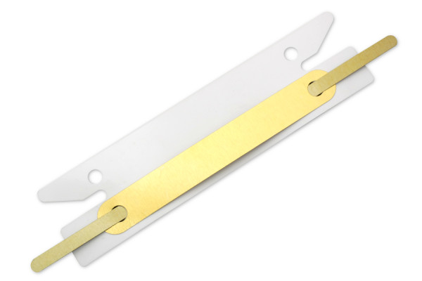 Einsteck-Heftstreifen, Heftzunge goldlackiert, Deckleiste goldlackiert