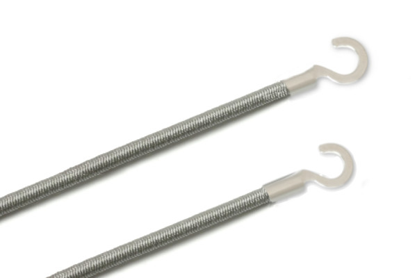 Gummischnüre mit Kabelschuhen, offen, grau