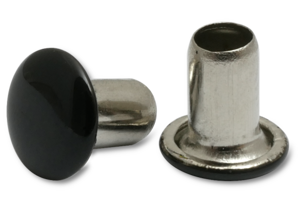 Rivetti per macchine, gambo Ø 3,8 mm, testa Ø 7 mm, testa verniciata di nero