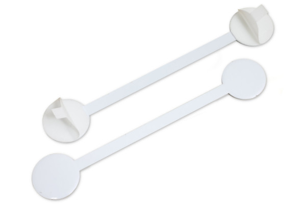 Dekotabs aus Metall, ca. 90 mm, weisslackiert mit 2 Klebeflächen