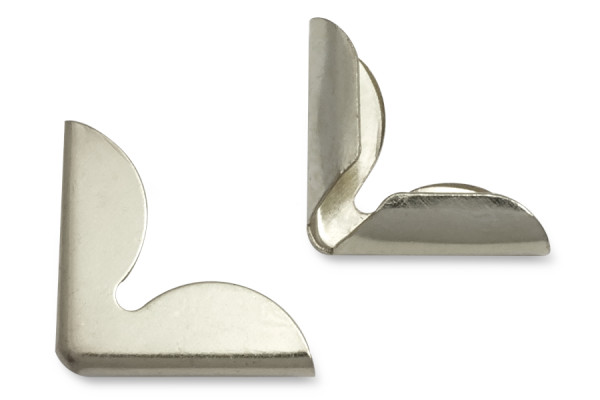 Buchecken, vernickelt, 15 mm Schenkellänge, 3 mm Fassung