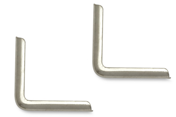 Buchecken, vernickelt, 15 mm Schenkellänge, 1,5 mm Fassung