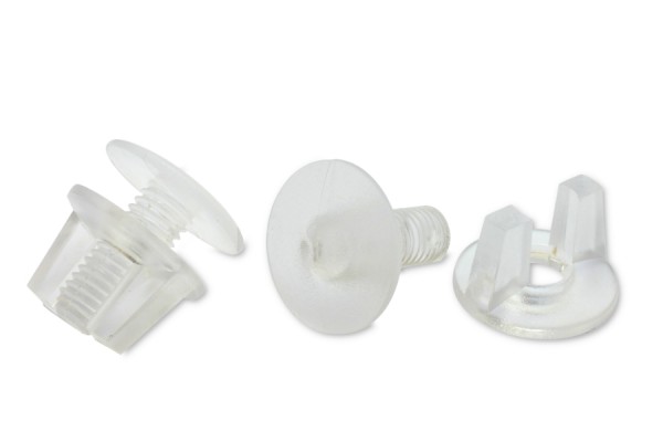 Viti per display con dado ad alette, plastica, trasparente,