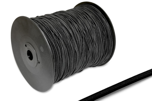 Gummischnur, 1,5 mm Ø, auf 500 m Rolle, schwarz