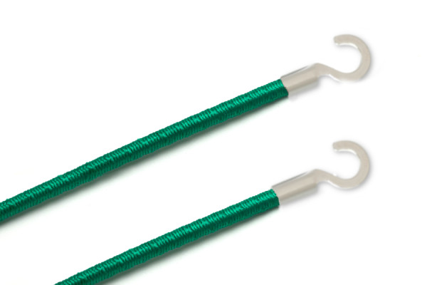 Gummischnüre mit Kabelschuhen, offen, dunkelgrün