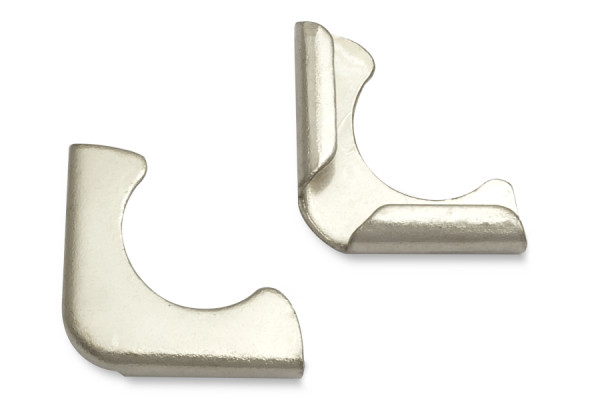 Buchecken, vernickelt, 16 mm Schenkellänge, 2 mm Fassung