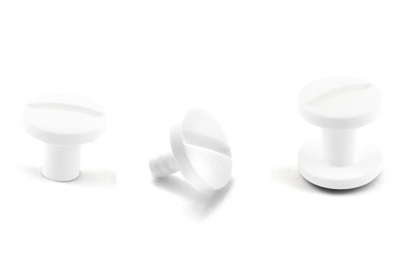 Kunststoff-Buchschrauben Einpresskopf weiss