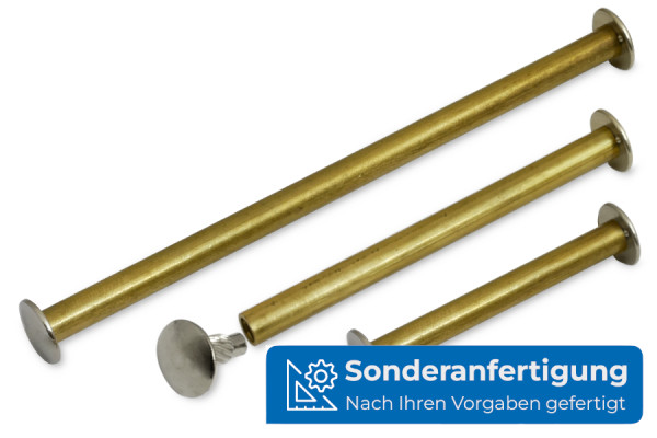 Viti per rilegatura, ottone / nichelato, testa a pressione, produzione su misura