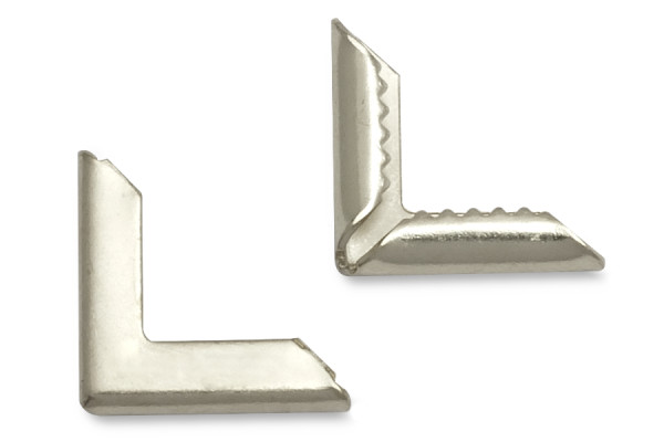 Buchecken, vernickelt, 13 mm Schenkellänge, 1,5 mm Fassung