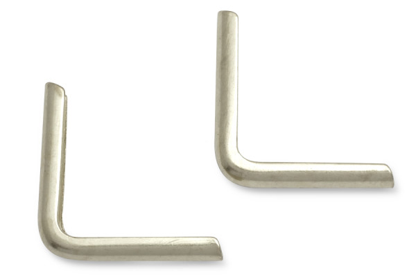 Buchecken, vernickelt, 21 mm Schenkellänge, 2,5 mm Fassung