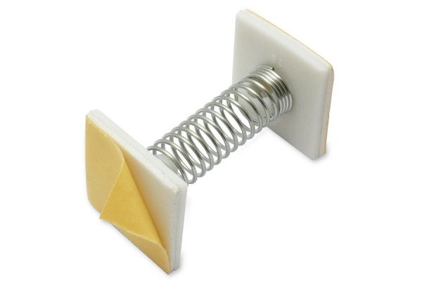 Molla decorativa con molla, 30 mm, bianca, con 2 superfici adesive