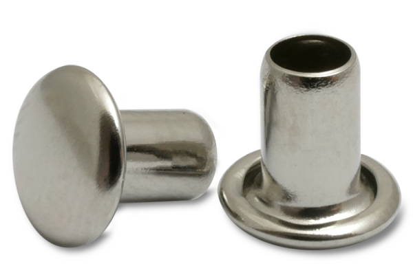 Rivetti per macchine, gambo Ø 3,8 mm, testa Ø 7 mm, nichelati