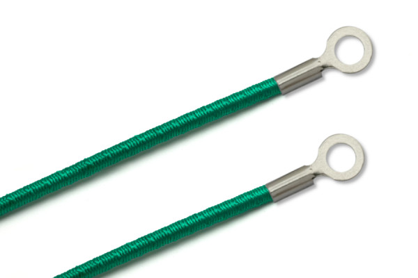 Gummischnüre mit Kabelschuhen, geschlossen, dunkelgrün