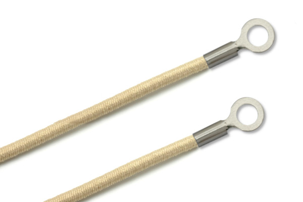 Gummischnüre mit Kabelschuhen, geschlossen, beige