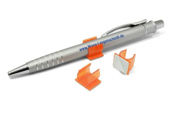 Portapenne in plastica, autoadesivo, arancione