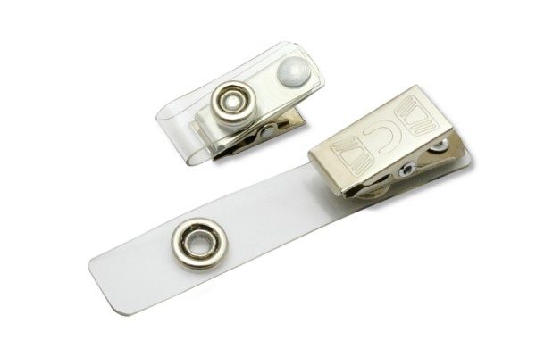 Clip per tesserini Kroko per custodie con foro oblungo, Krokoclip, nichelato