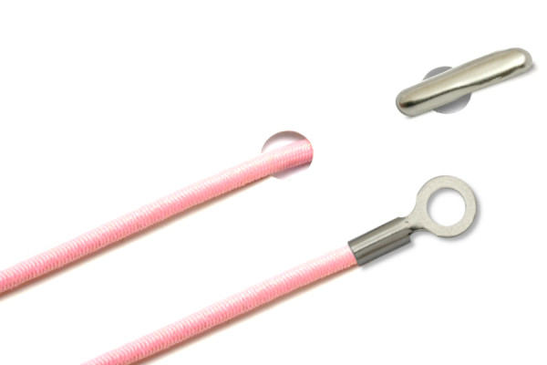 Gummischnüre mit Splint und geschlossenem Kabelschuh, rosa