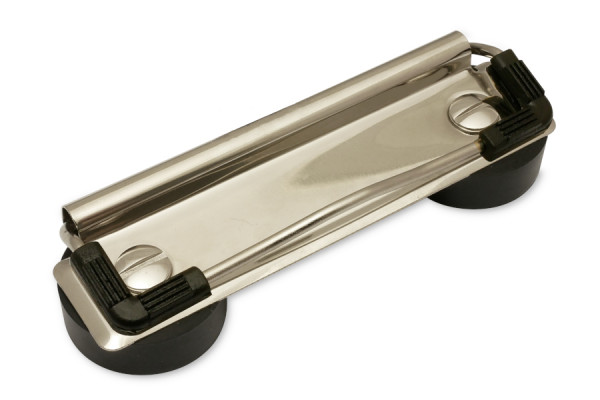 Magnetische Klemmmechaniken, 100 mm breit, vernickelt, mit Gummiecken