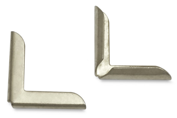 Buchecken, vernickelt, 16 mm Schenkellänge, 2 mm Fassung