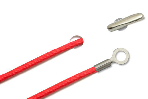 Gummischnüre mit Splint und geschlossenem Kabelschuh, rot