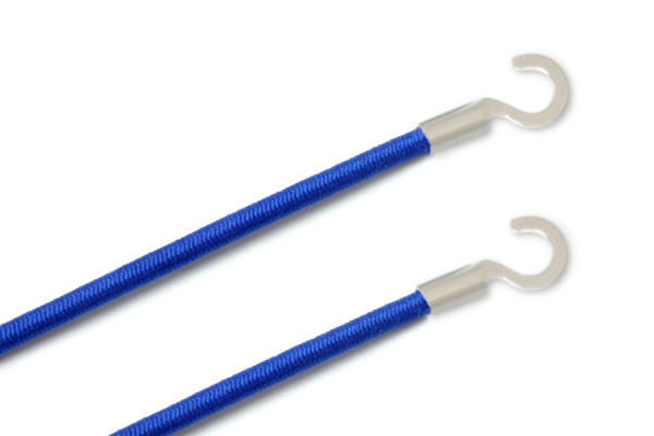 Gummischnüre mit Kabelschuhen, offen, mittelblau