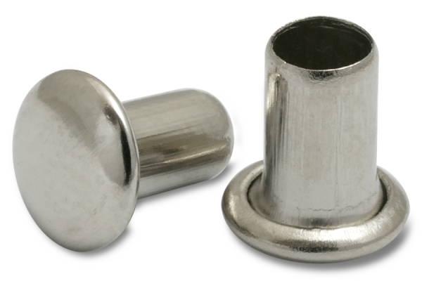 Rivetti per macchine, gambo da 4 mm di diametro, testa da 7 mm di diametro, nichelati
