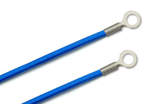 Gummischnüre mit Kabelschuhen, geschlossen, aquablau