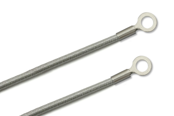 Gummischnüre mit Kabelschuhen, geschlossen, grau