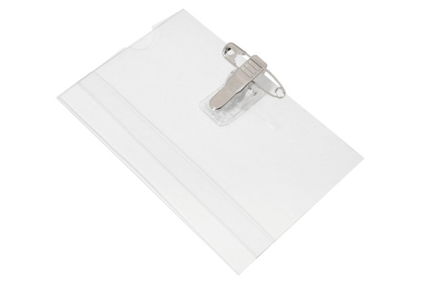 Namensschilder, 67,5 x 103 mm, mit Krokoklemme und Sicherheitsnadel