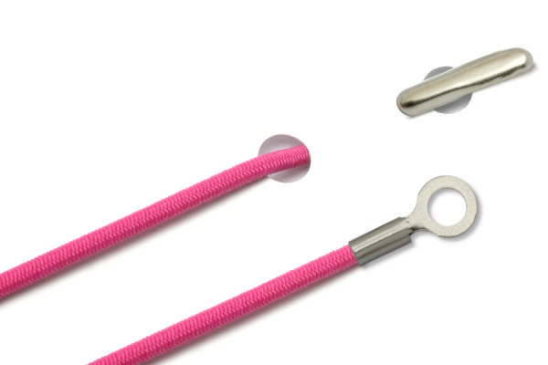 Gummischnüre mit Splint und geschlossenem Kabelschuh, pink