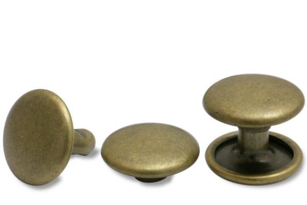 Rivetti cavi doppi, testa da 9 mm di diametro, base chiusa, finitura ottone anticato