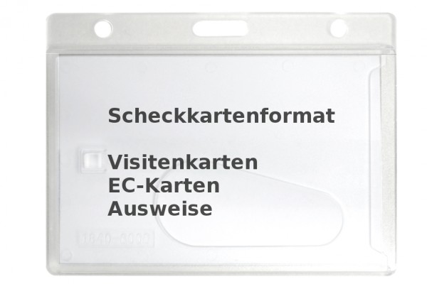 Portacarte formato carta di credito, plastica rigida, trasparente
