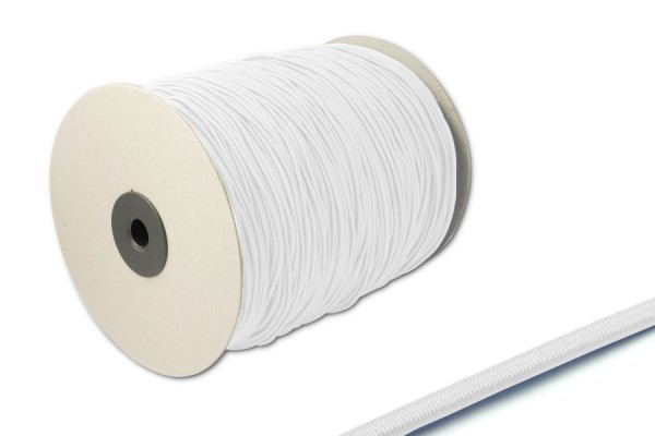 Cordoncino in gomma, Ø 2,2 mm, in rotolo da 500 m, bianco