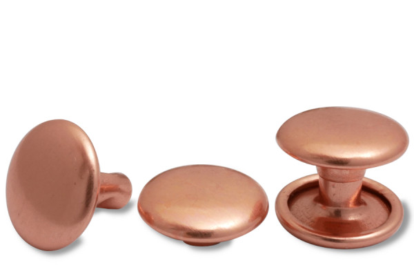 Rivetti cavi doppi, testa da 9 mm di diametro, base chiusa, ramati