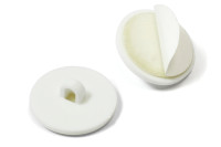 Bottone adesivo con occhiello,<BR>Ø 20 mm, <BR>plastica, bianco