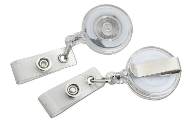 Yo-yo per badge con clip da cintura, linguetta in plastica, trasparente