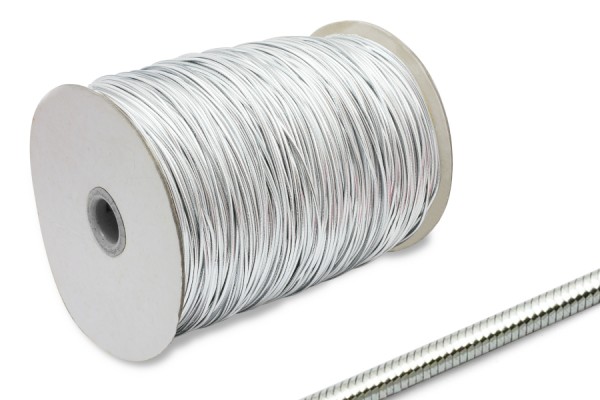 Cordoncino elastico, Ø 2 mm, in rotolo da 500 m, argento