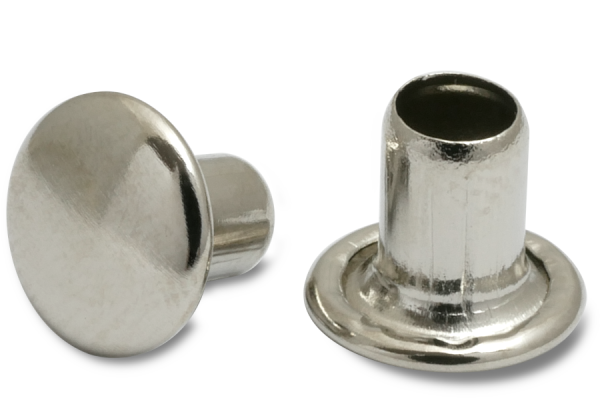 Rivetti per macchine, gambo da 4 mm di diametro, testa da 8 mm di diametro, nichelati