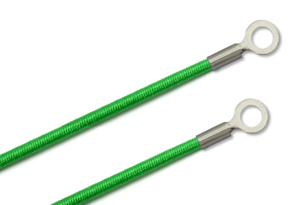 Gummischnüre mit Kabelschuhen, geschlossen, grün
