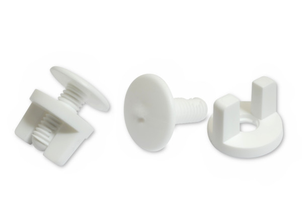 Viti per display con dado ad alette, plastica, bianche