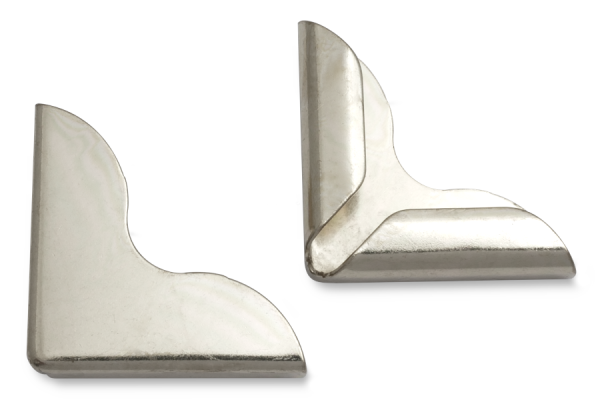 Buchecken, vernickelt, 25 mm Schenkellänge, 4,5 mm Fassung