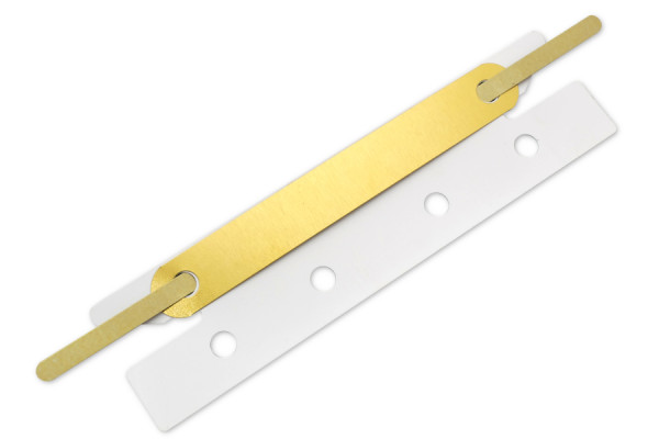 Einsteck-Heftstreifen, Heftzunge goldlackiert, Deckleiste goldlackiert