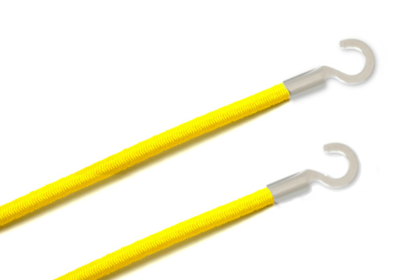 Gummischnüre mit Kabelschuhen, offen, gelb