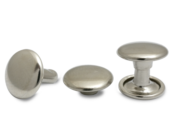 Rivetti cavi doppi, testa da 9 mm di diametro, base chiusa, nichelati