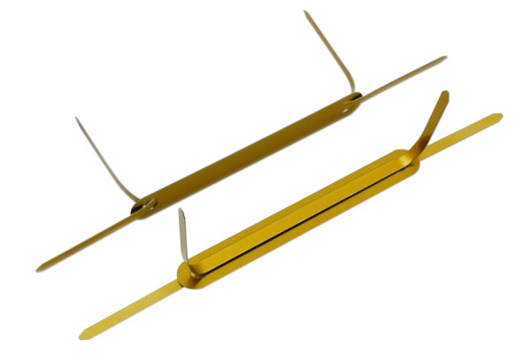Doppelheftzungen aus Metall, 170 mm, Deckleiste, 95 x 12 mm, goldlackiert