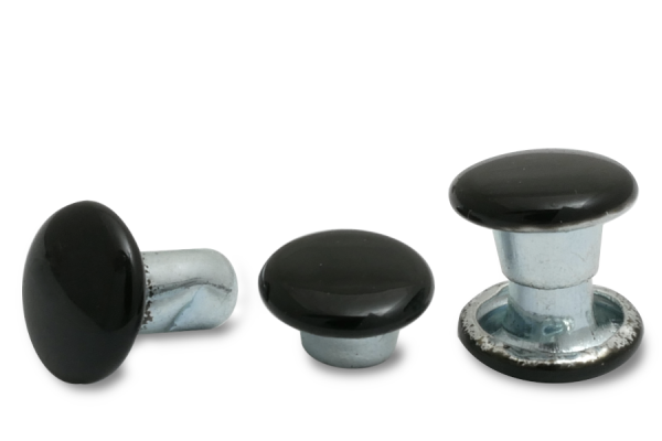 Rivetti cavi doppi, testa da 6 mm di diametro, base chiusa, teste verniciate di nero