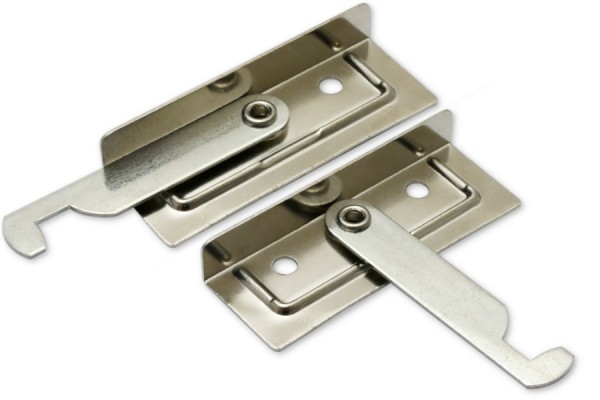 Hängeschienen-Enden, zum Ausklappen, vernickelt, links