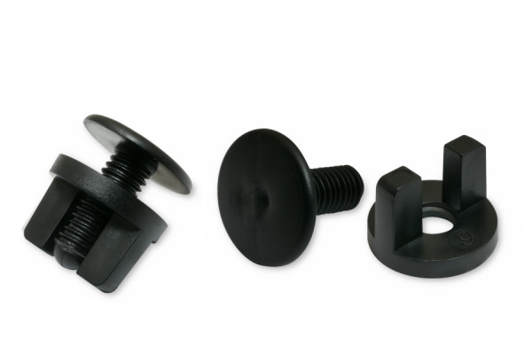 Viti per display con dado ad alette, plastica, nero