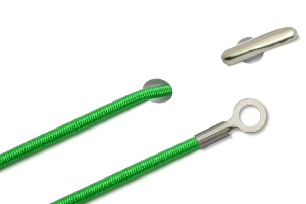 Gummischnüre mit Splint und geschlossenem Kabelschuh, grün